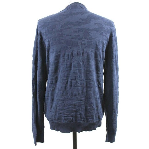 NWT Michael Kors Midnight Techy Camo Crew Nylon Sweater MENS LARGE Navy Blue - Picture 6 of 6